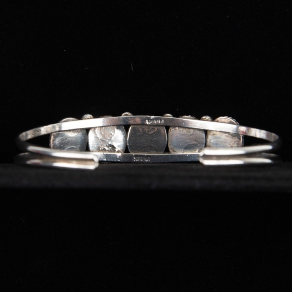 VTG Navajo Nakai Signed Stealing Silver Abalone Green Resin Cuff Bracelet - Picture 3 of 13